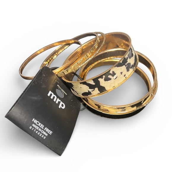 mrp Jewelry - MRP Gold and Black Animal Print Bangle Bracelet Set (7)
